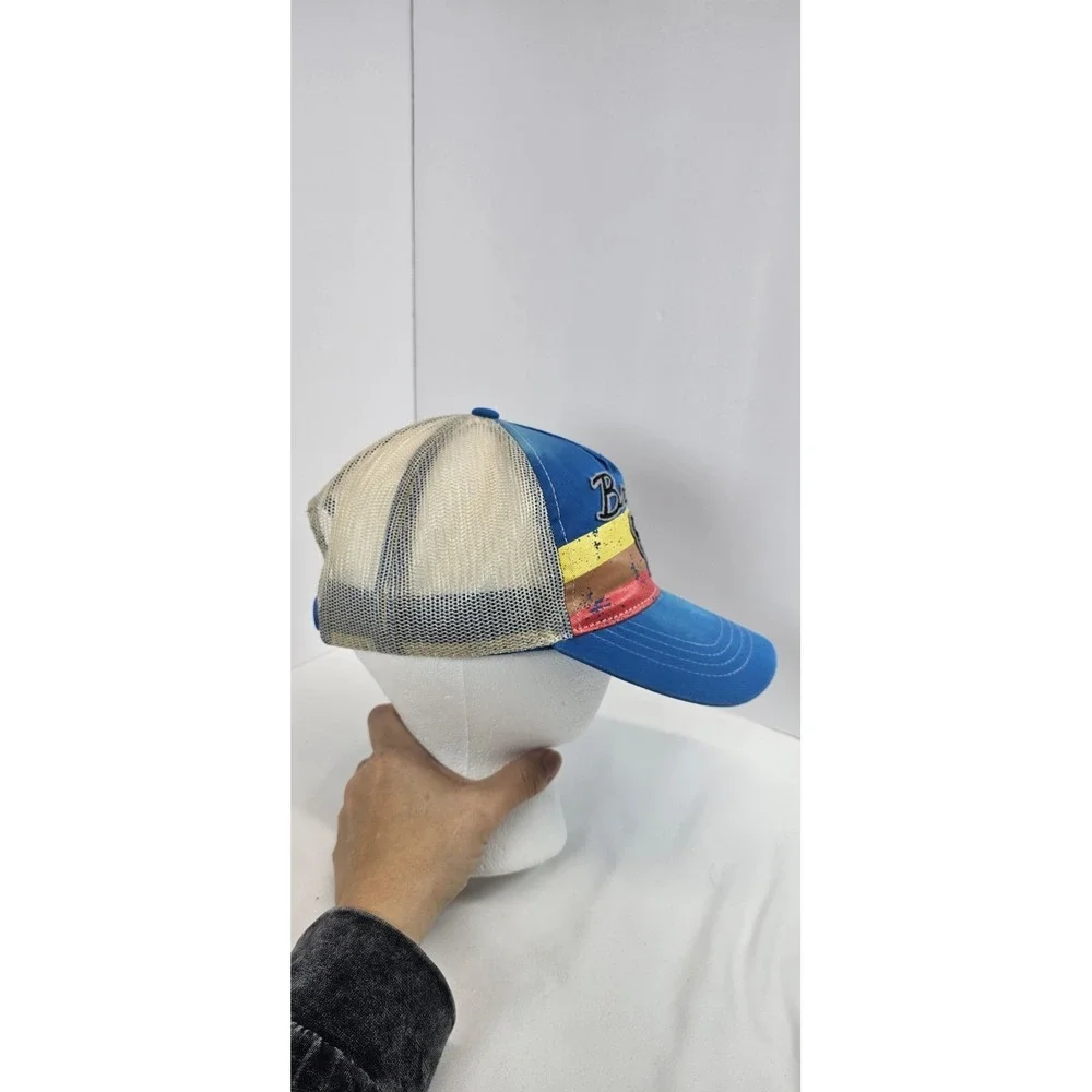 Ford Bronco‎ Trucker Hat Retro Stripe Script Logo Blue Mesh Adjustable Cap